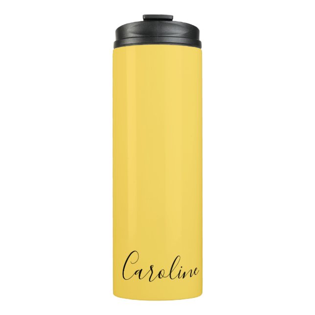 Minimalist modern mustard yellow thermal tumbler (Front)