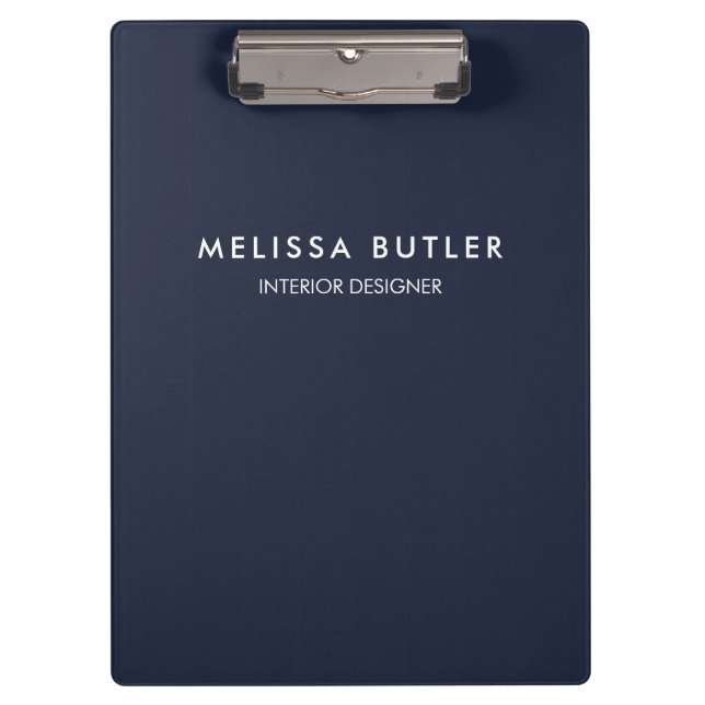 Minimalist Modern Navy Blue Clipboard (Front)