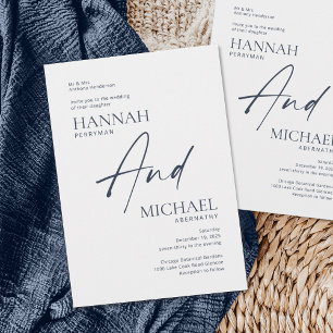 Minimalist Modern Navy Blue Formal  Invitation
