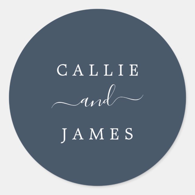 Minimalist Modern Navy Blue Wedding Envelope Seals (Front)