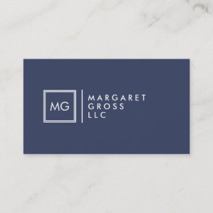 Minimalist Modern Navy-Blue & White Reversible Business Card