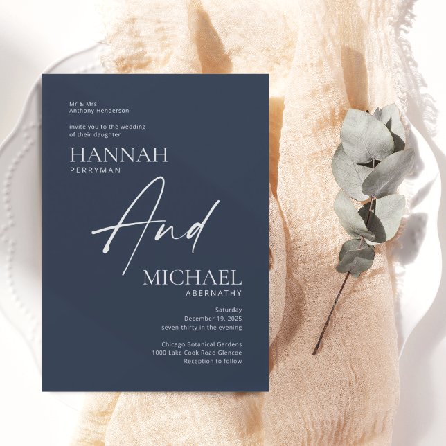 Minimalist Modern Navy Grey Invitation (Creator Uploaded)