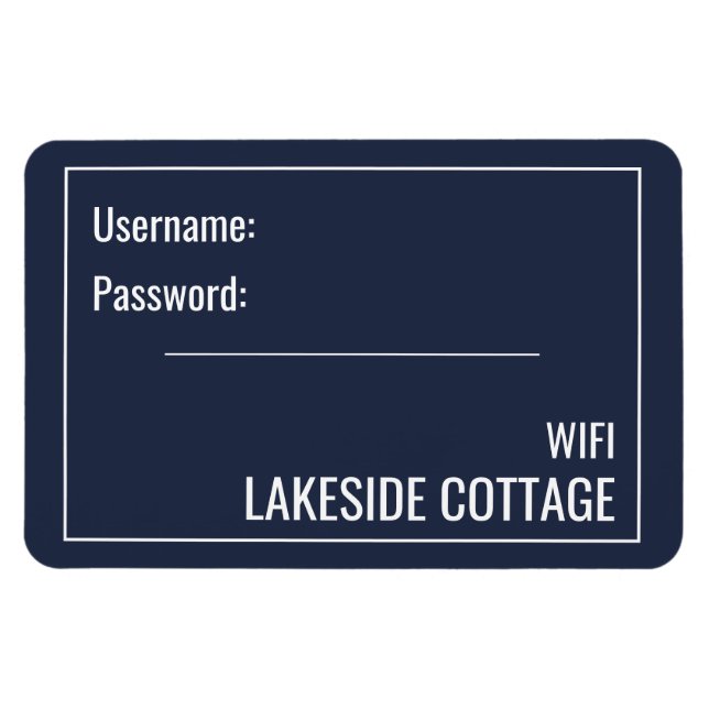 Minimalist Modern Navy Vacation Rental Wifi  Magnet (Horizontal)