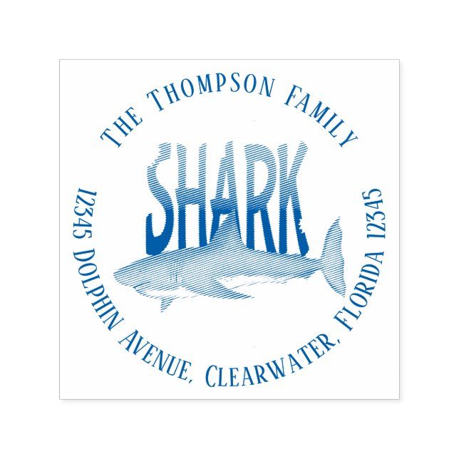 Minimalist Modern Ocean Shark Simple Cute Self-inking Stamp (Design)