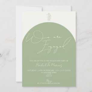 Minimalist Modern Olive Arch Engagement Party Invitation