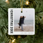 Minimalist Modern One Photo Personalised Christmas Ceramic Ornament<br><div class="desc">Capture the essence of the season with our "Minimalist Modern One Photo Personalised Christmas Ceramic Ornament." This elegant, one-photo ornament is a classic and timeless addition to your holiday decor. Its black and white design brings a touch of sophistication, and with the option to add your custom photo, it becomes...</div>
