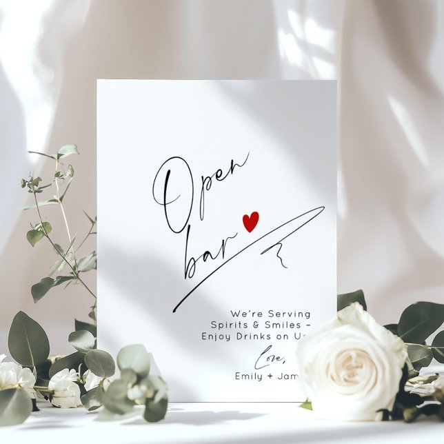 Minimalist modern Open Bar Wedding Poster (Creator Uploaded)