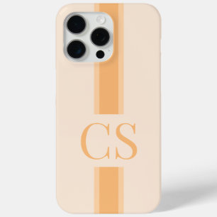 Minimalist Modern Orange Initial Monogram iPhone 15 Pro Max Case