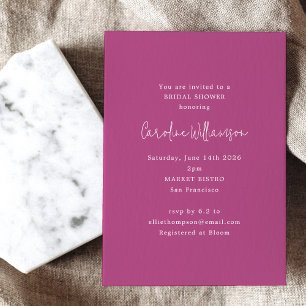 Minimalist Modern Orchid Magenta Bridal Shower Invitation