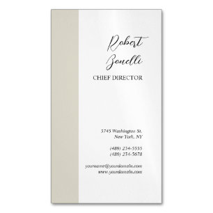 Minimalist Modern Pastel White Colour Personalised Magnetic Business Card