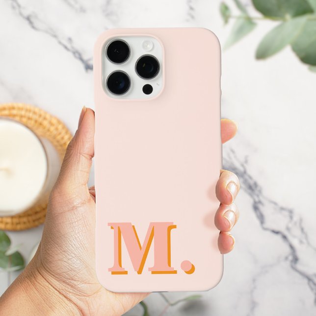 Minimalist Modern Peach Monogram Initial Case-Mate iPhone Case (Creator Uploaded)