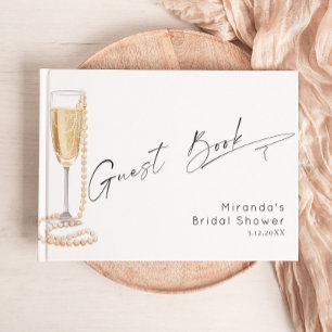 Minimalist Modern Pearls and Prosecco Bridal  Guest Book