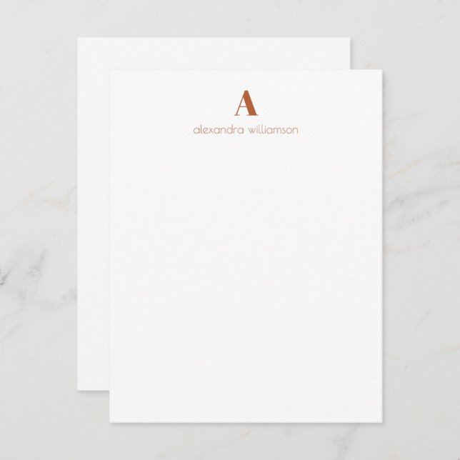 Minimalist Modern Personalised Rust Orange Card (Front/Back)