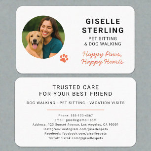 Minimalist Modern Pet Sitter Photo Business Card