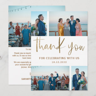 Minimalist Modern Photo Collage Thank you Wedding Card