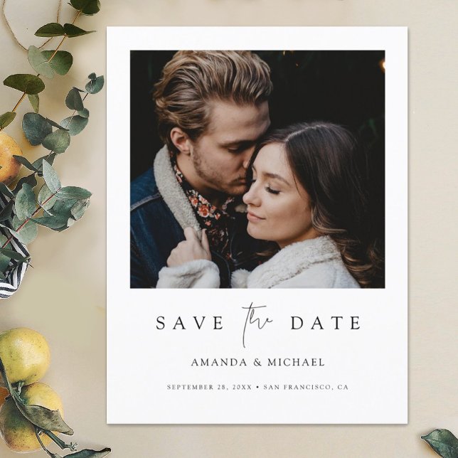 Minimalist Modern Photo Custom Save the Date Announcement Postcard (Creator Uploaded)