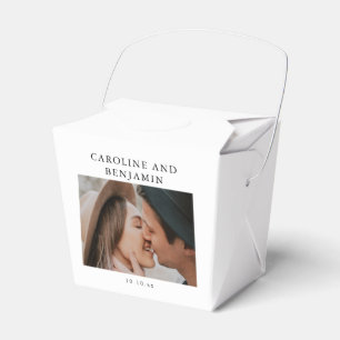 Minimalist Modern Photo Custom Wedding Name Date Favour Box