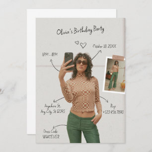 Minimalist Modern photo Fashion Moodboard Birthday Invitation