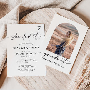 Minimalist Modern Photo Graduation Party Invitation