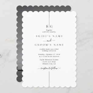 Minimalist Modern Photo Inline Monogram Wedding Invitation