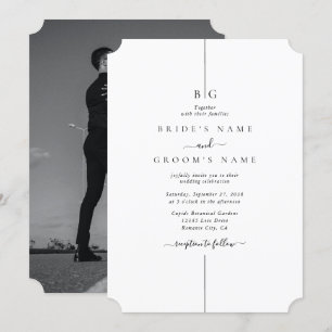 Minimalist Modern Photo Inline Monogram Wedding Invitation