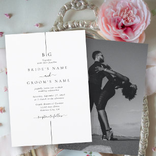 Minimalist Modern Photo Inline Monogram Wedding Invitation