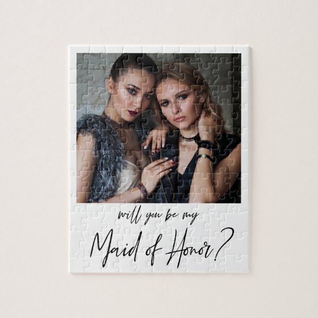 Minimalist Modern Photo Maid of Honour Proposal  Jigsaw Puzzle (Vertical)