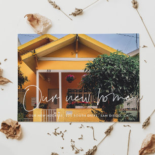 Minimalist modern photo moving announcement postcard