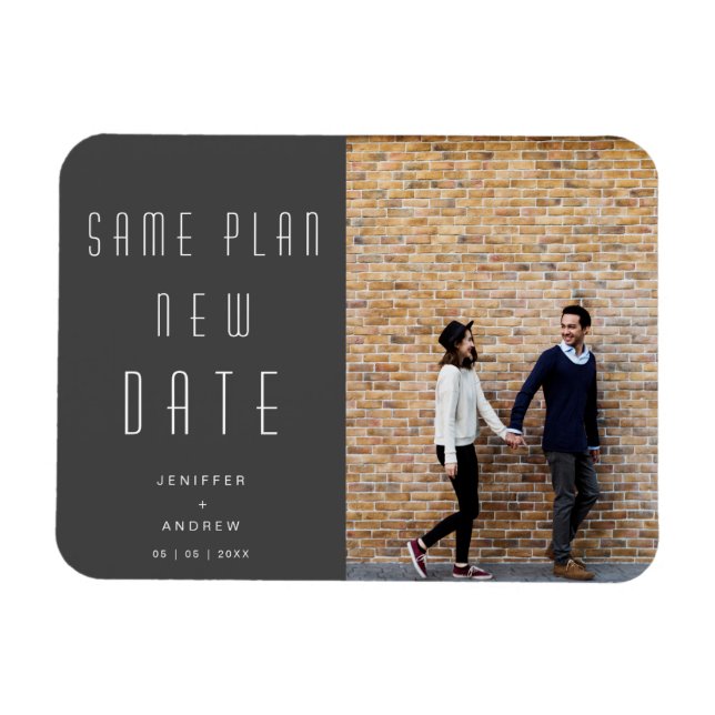 Minimalist modern Photo new wedding date Magnet (Horizontal)