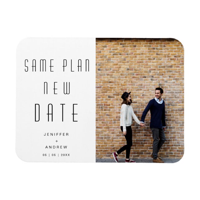 Minimalist modern Photo new wedding date Magnet (Horizontal)
