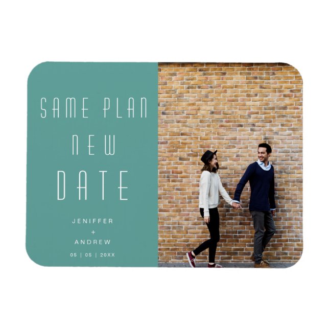 Minimalist modern Photo new wedding date Magnet (Horizontal)