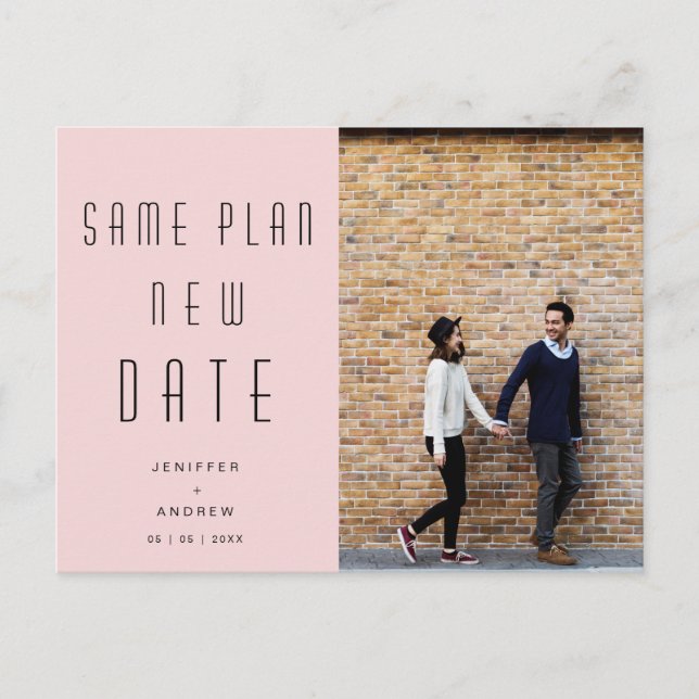 Minimalist modern Photo new wedding date Postcard (Front)