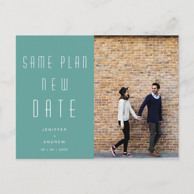 Minimalist modern Photo new wedding date Postcard (Front)