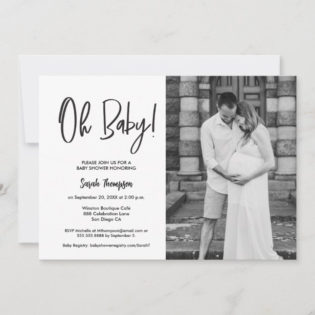 Minimalist Modern Photo Oh Baby Shower Invitation (Front)