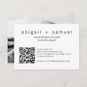 Minimalist Modern Photo QR Code Wedding RSVP Card