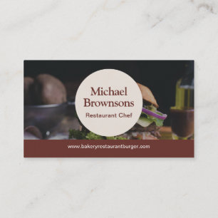 Minimalist Modern Photo Restaurant Chef Food Business Card