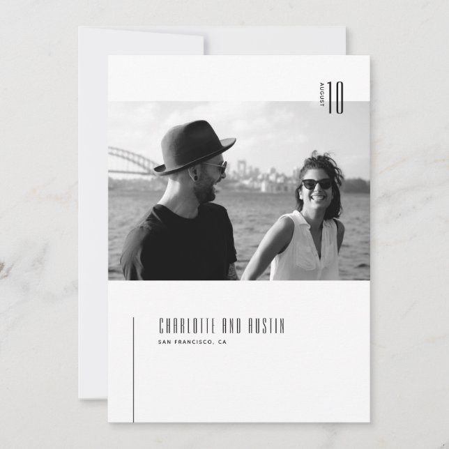 Minimalist Modern Photo Save the Date Announcement (Front)