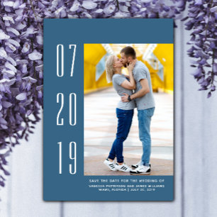 Minimalist Modern Photo Save the Date Blue