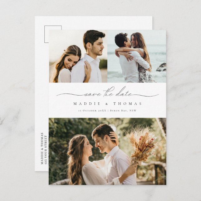 Minimalist modern photo Save the Date Invitation Postcard (Front/Back)