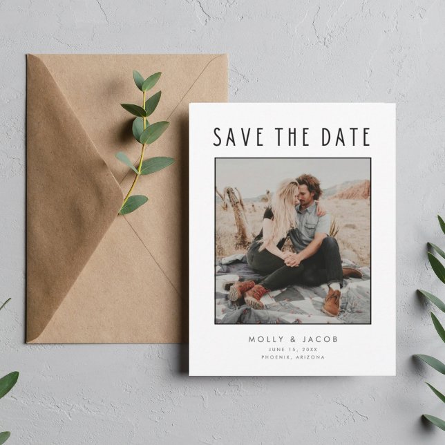Minimalist Modern Photo Save the Date Wedding Announcement Postcard (Creator Uploaded)