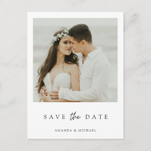 Minimalist Modern Photo Save the Date Wedding Invitation Postcard