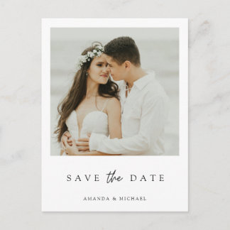 Minimalist Modern Photo Save the Date Wedding Invitation Postcard