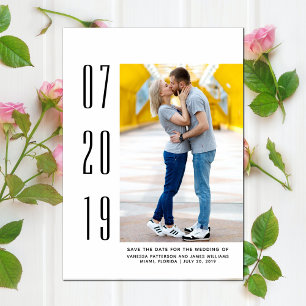 Minimalist Modern Photo Save the Date White
