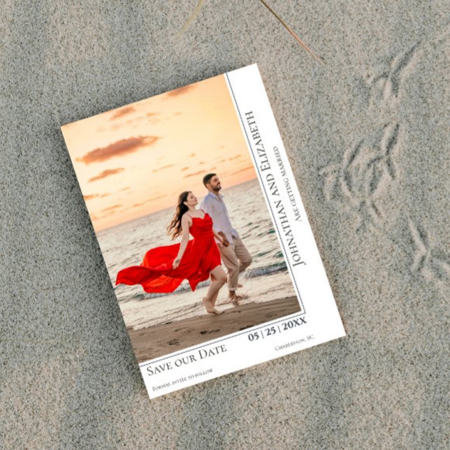 Minimalist Modern Photo Save the Date | White (White Minimalist Modern Photo Save The Date)