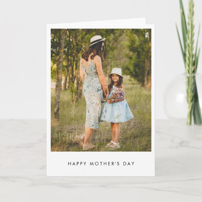 Minimalist Modern Photo Simple Mother's Day Card (Front)