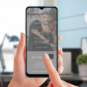 Minimalist modern photo wedding details all in one invitation