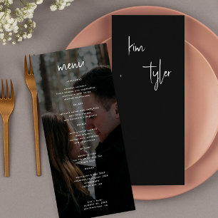 Minimalist modern photo wedding menu