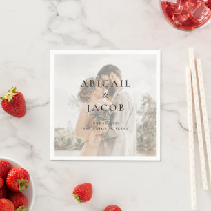 Minimalist Modern Photo Wedding Napkin