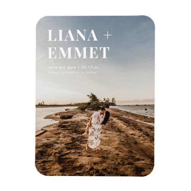 Minimalist Modern Photo Wedding Save The Date Magnet (Vertical)