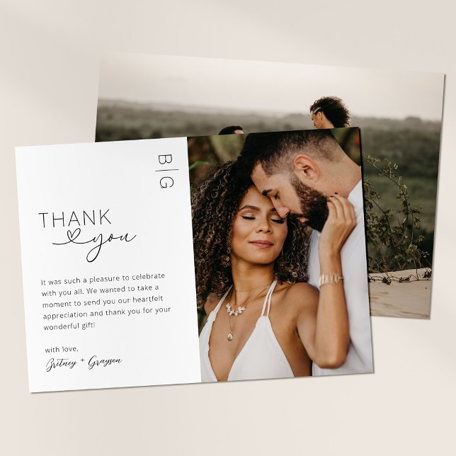Minimalist Modern Photo Wedding Thank You Card (Creator Uploaded)